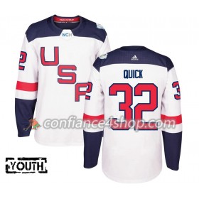 Adidas Maillot de Hockey États-Unis Jonathan Quick 32 Coupe du monde de hockey sur glace 2016 Blanc Premier - Enfant